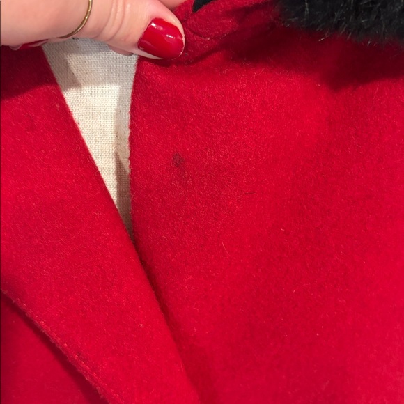 Donnybrook red and black 100% wool coat with genuine fur trim hood size 12 - Picture 4 of 16